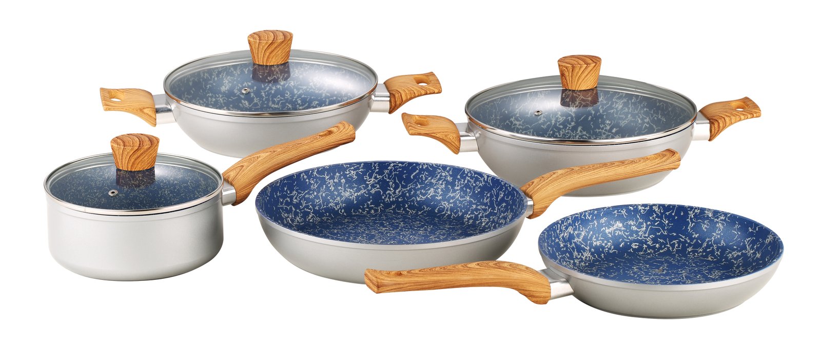 LIETTA Silver Marble Cookware Set